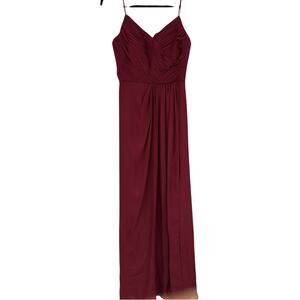 Weddington Way Burgundy Satin Sleeveless Bridesmaid Maxi Dress Womens 6 Formal